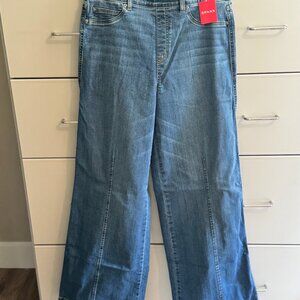 Spanx EveryWear Seamed Front Wide Leg High Rise Jeans